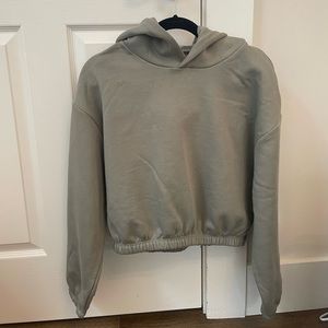 Zara cropped oversized sage green hoodie